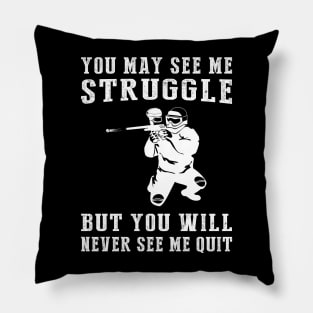 Unyielding Paintball Warrior: A Funny T-Shirt for Resilient Players! Pillow