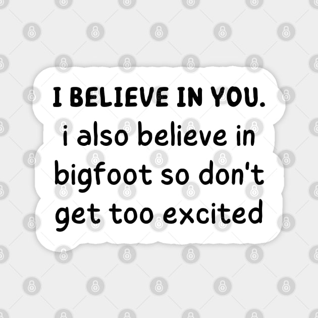 i believe in you i also believe in bigfoot so don't get too excited Magnet by mdr design