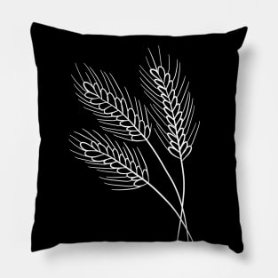 Minimalist Wheat Line Art Drawing Pillow