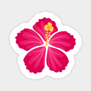 Pink Hand Drawn Hibiscus Flower Magnet