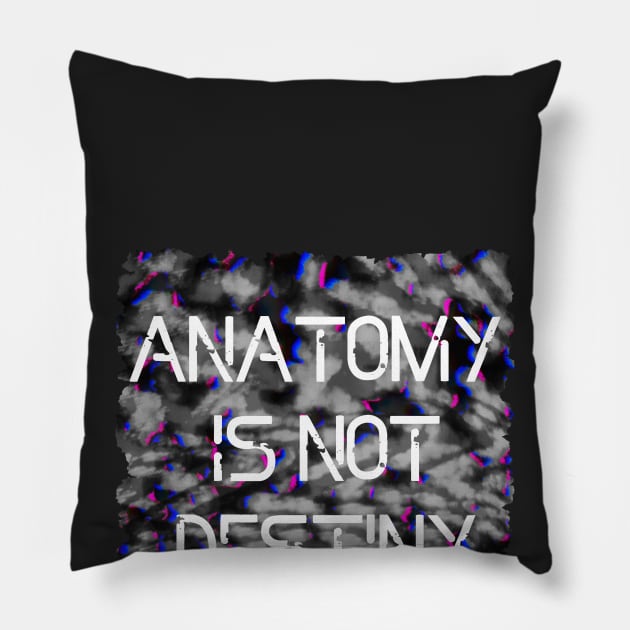 Anatomy Is Not Destiny Pillow by FrontLawnUtopia