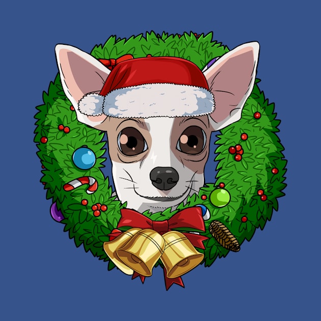 Funny Chihuahua Santa Christmas Wreath by Noseking