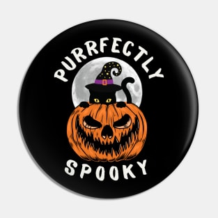 Spooky Cat Funny Halloween Cat and Pumpkin Pin