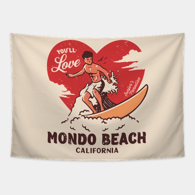 Vintage Surfing You'll Love Mondo Beach, California // Retro Surfer's Paradise Tapestry by Now Boarding