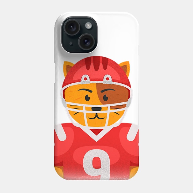 American Football Cat NFL Superbowl Red Phone Case by AbdieTees