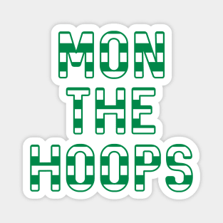 Mon The Hoops, Glasgow Celtic Football Club Green and White Striped Text Design Magnet