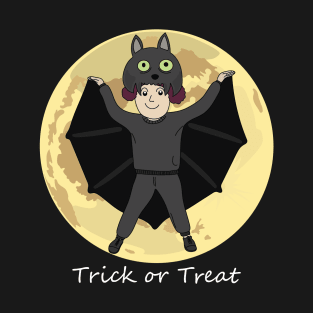 Lovely Kid in Halloween Bat Costume T-Shirt