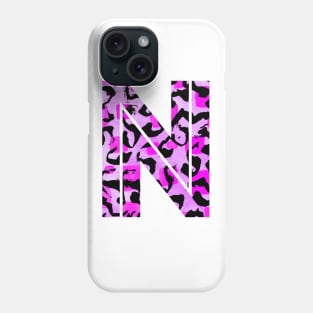 Letter N Watercolour Leopard Print Alphabet Phone Case