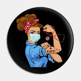 Custom Name Nurse Rosie The Riveter Girl Shirt Nurse Life Tee CNA RN T-shirt Pin