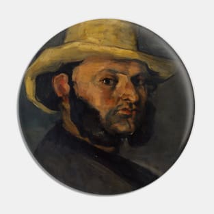 Gustave Boyer in a Straw Hat by Paul Cezanne Pin