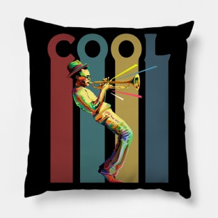 Cool - Retro design with a jazz trumpet player Pillow