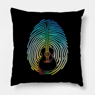 Fingerprint Acoustic Guitar Outline Colorful Theme Pillow