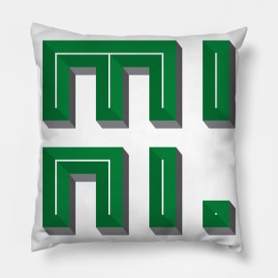 Super 3D MINI text in green Pillow