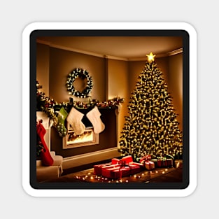 Christmas Tree and Fireplace Magnet