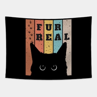 fur real - cute black cat makes eye contact Tapestry