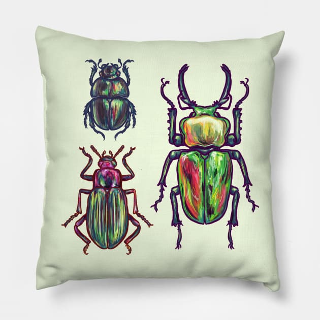 Jewel Beetles Pillow by Jewelia