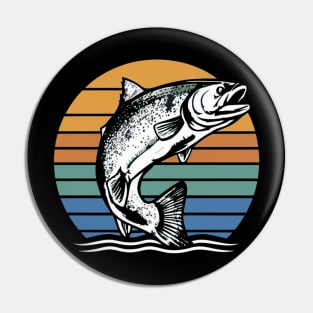 Retro Salmon Jumping Pin