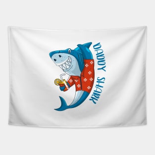 Dady shark Funny Gift for Dad Tapestry