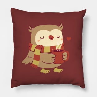 Cute Owl With Hot Cocoa For Cold Days Pillow