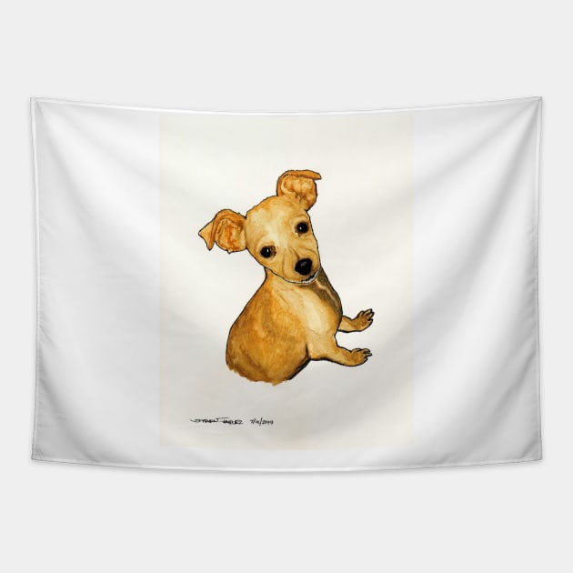 Cute Puppy Tapestry by RedDragon_Watercolors