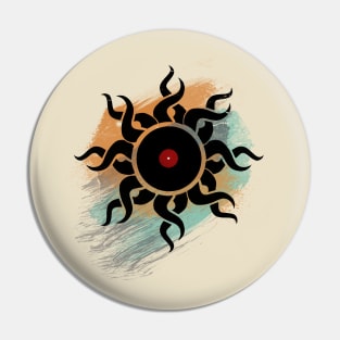 Tribal Vinyl Record with Paint Brushes Retro Pin
