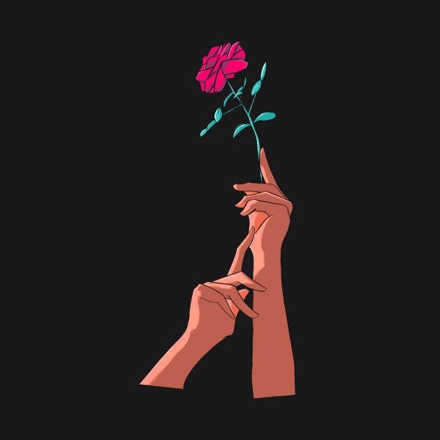 Retro Hand Holding a Rose by zachlart