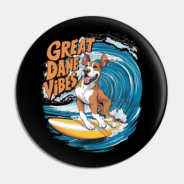 The Wave Rider Great Dane Dog Surfing Pin by coollooks