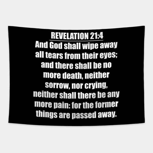 Revelation 21:4 King James Version (KJV) Tapestry by Holy Bible Verses