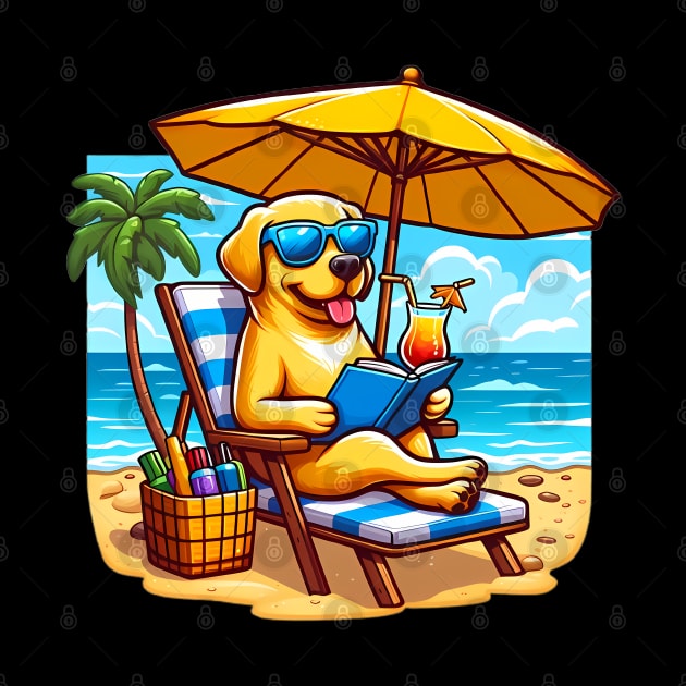 Funny Labrador Retriever with Sunglasses at the Beach by CreativeSparkzz
