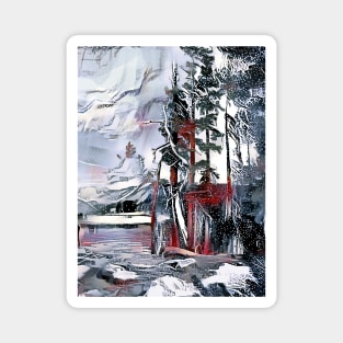 Winter Lake Scenery Magnet