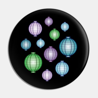 Lanterns | Mid Autumn Festival | Green Purple Blue | Black Pin