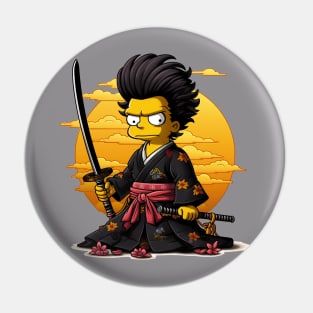 Samurai Cartoon Art Pin