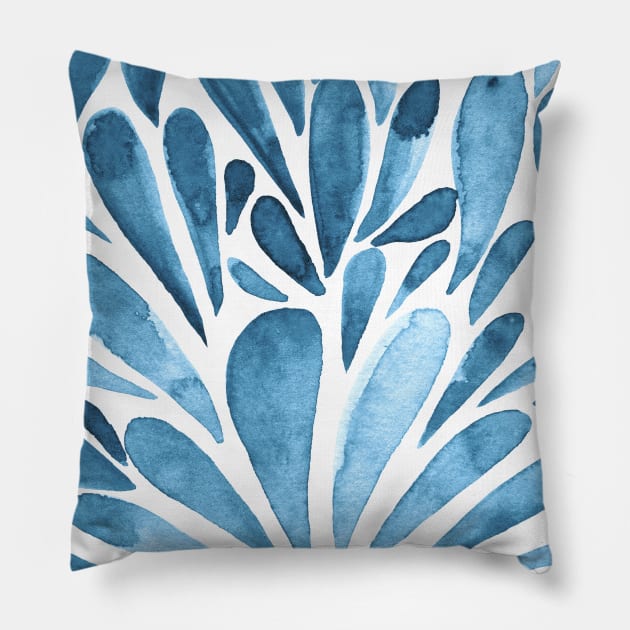Watercolor artistic drops - blue Pillow by wackapacka
