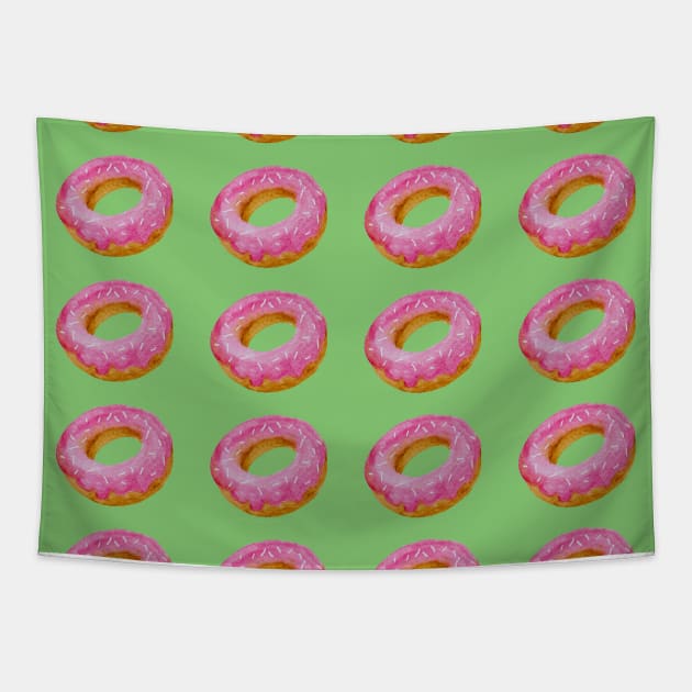 Watercolor donuts pattern - pink and green background Tapestry by wackapacka