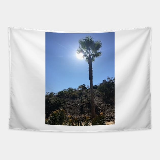 Palm Tree under the Sun Tapestry by BenjiRetroWave