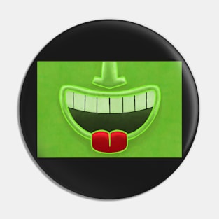 Green Tiki Smile Mask! (Red Tongue Version) Pin