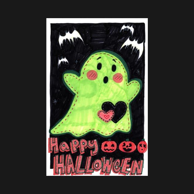 Happy Halloween Cute Green Ghost Doll by saradaboru