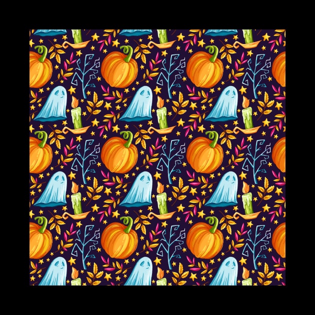 Halloween Seamless Pattern by aquariart