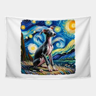 Starry Italian Greyhound Portrait - Dog Portrait Tapestry