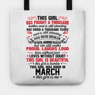 This Girl Was Born In March Tote