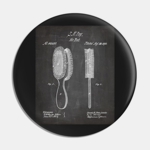 Brush Patent - Hair Stylist Beauty School Décor Art - Black Chalkboard Pin by patentpress