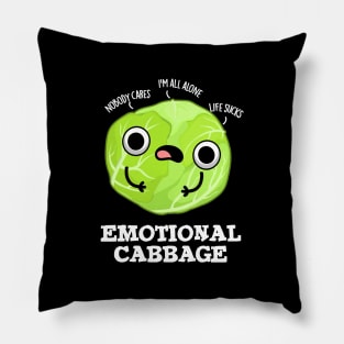 Emotional Cabbage Cute Veggie Pun Pillow