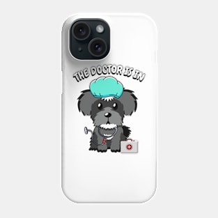 Cute schnauzer dog is a doctor Phone Case