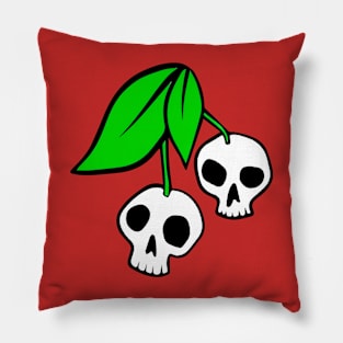 Cherry Skulls - White Pillow