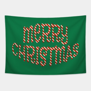 Candy Cane Striped Merry Christmas Tapestry
