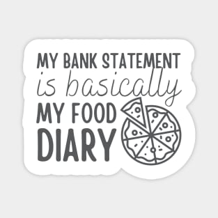 My Bank Statement Is Basically My Food Diary Pizza Design Magnet