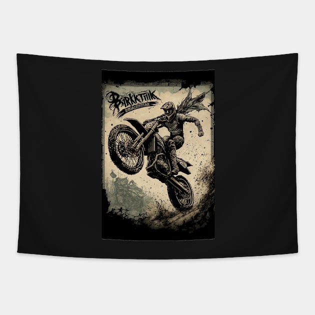 Dirt bike stunt poster Tapestry by KoolArtDistrict