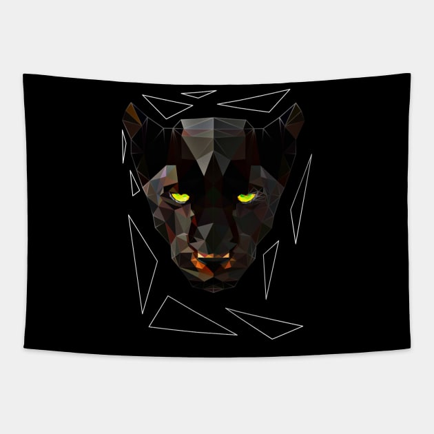 Geometric panther Tapestry by Jackson Lester