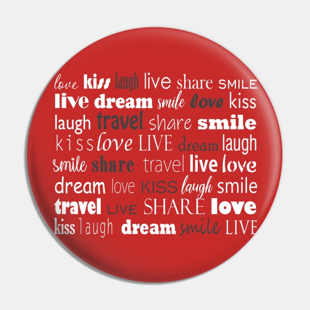 Live, love, laugh, dream, share, travel, kiss, smile typography print Pin by KINKDesign