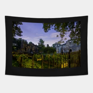 Kirkstall Abbey 4261-B Cistercian monastery Leeds West Yorkshire Night After Dark Photography Tapestry